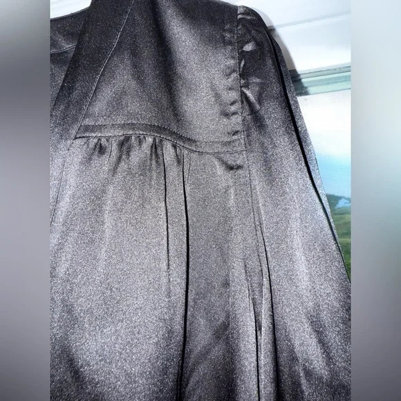 NWT White House Black Market Satin Elegant Black Blouse SZ L - Picture 6 of 16